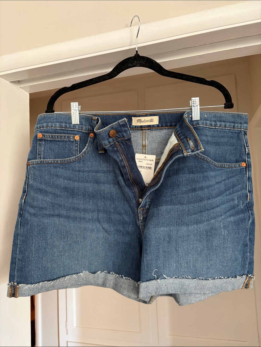 Madewell Medium Blue Denim Raw-Hem Jean Shorts